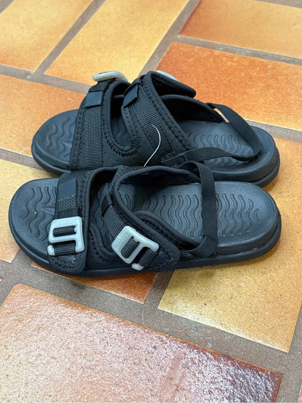 Native Kids Black Adjustable Strap Sandals